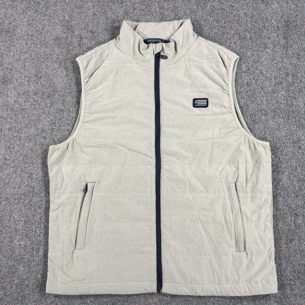 Live Forever Golf Vest Mens Large Gray Quilted Performance Zip Pockets